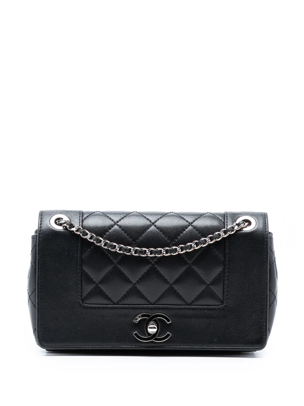 CHANEL Pre-Owned Borsa a tracolla Mademoiselle Double Flap in pelle di vitello piccola 2016-2017 - Nero