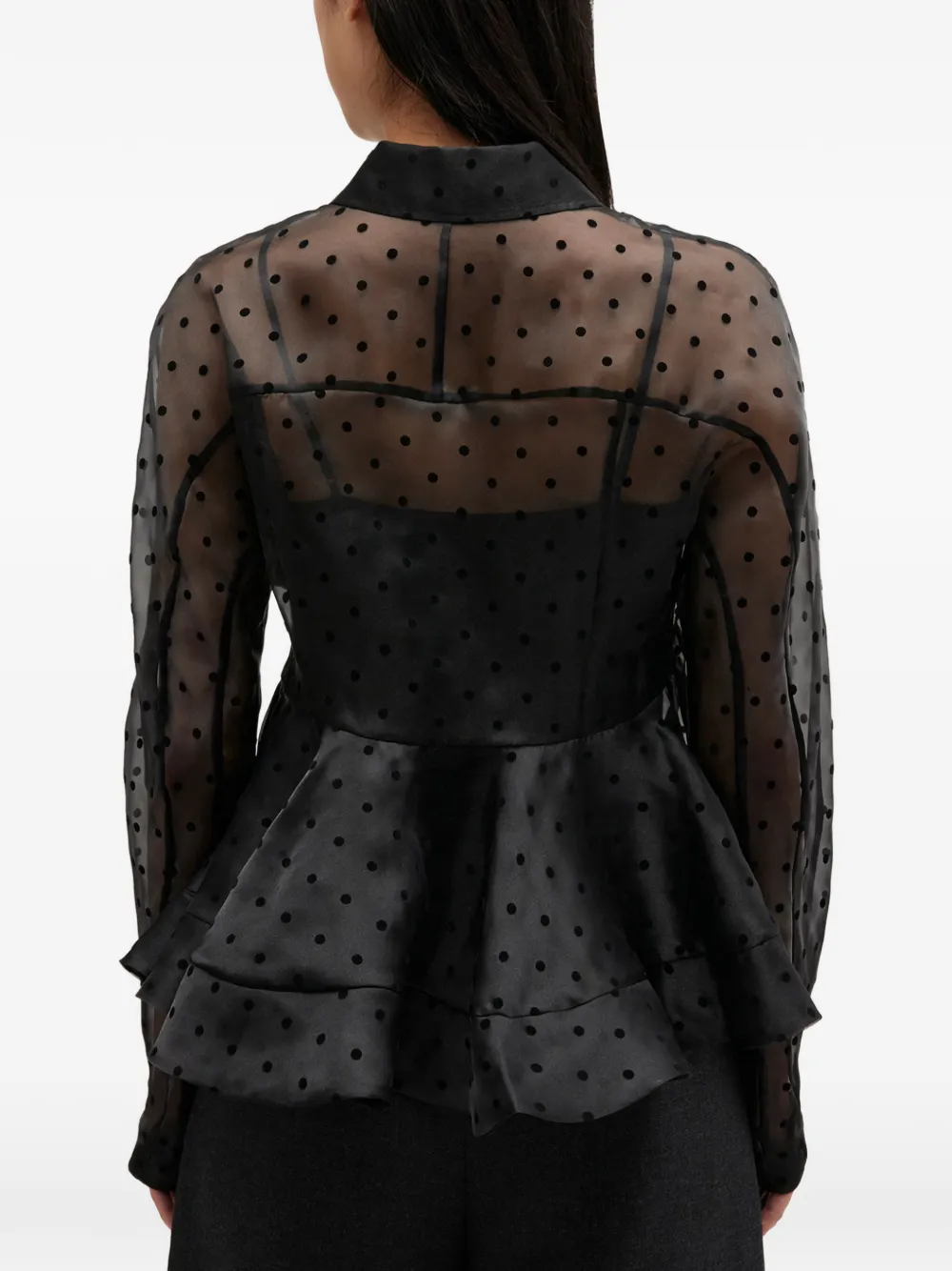 GANNI Peplum blouse met stippen Zwart