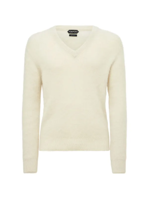 TOM FORD V-neck long-sleeve Sweater | White | FARFETCH JO