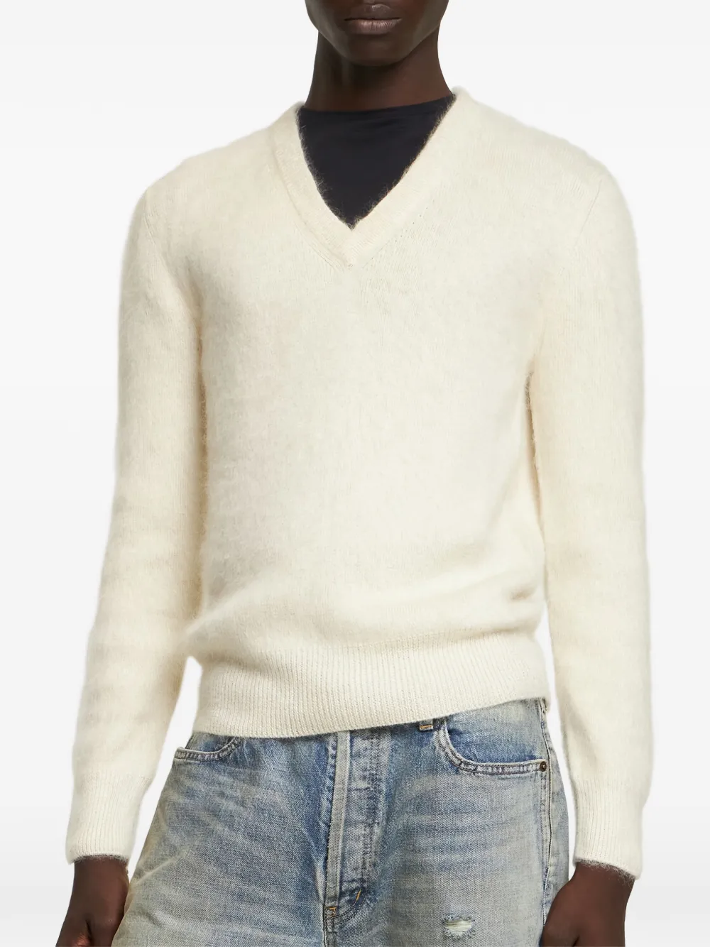 TOM FORD Trui met V-hals en lange mouwen Wit