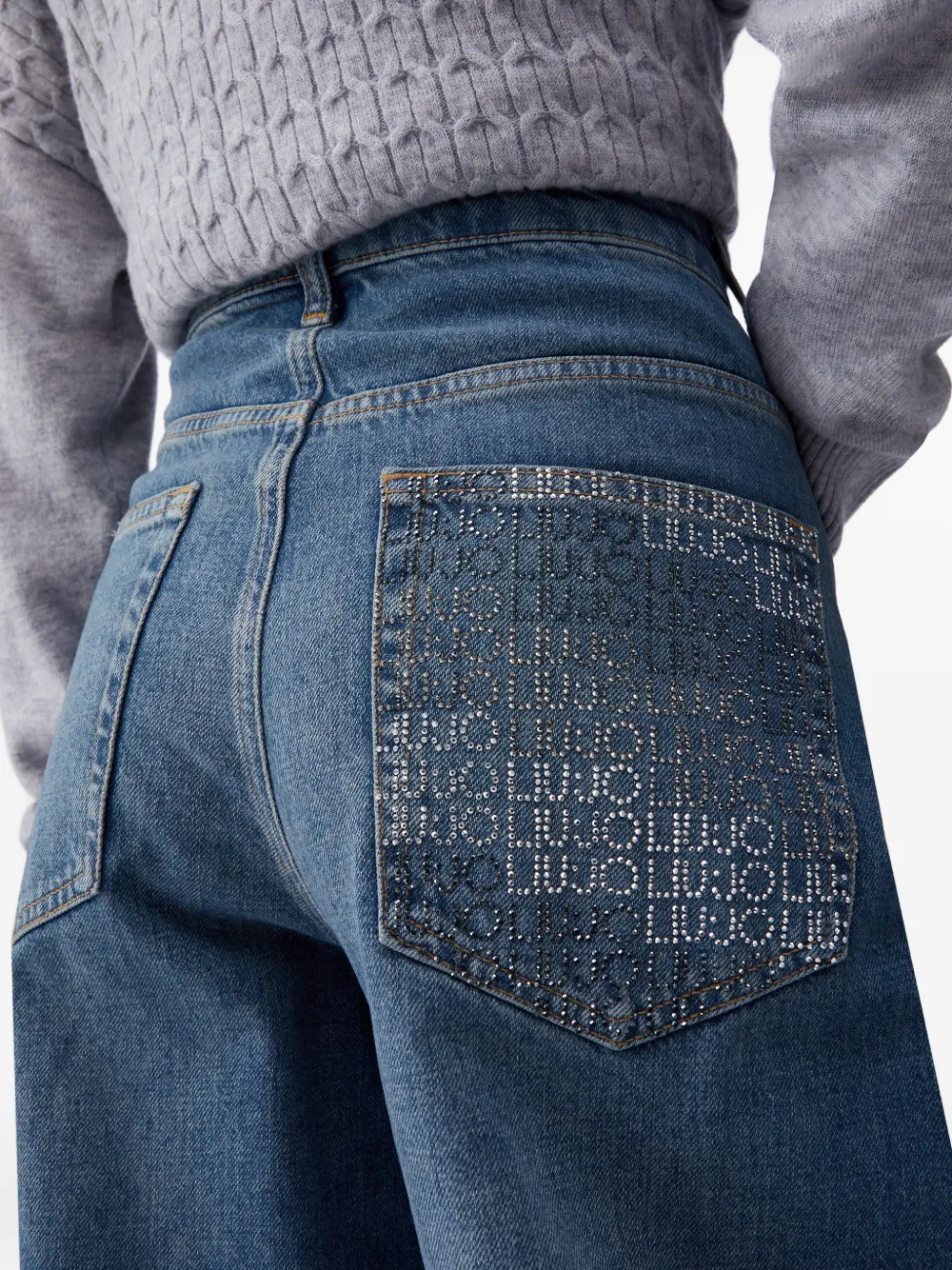 LIU JO Straight jeans met stras Blauw