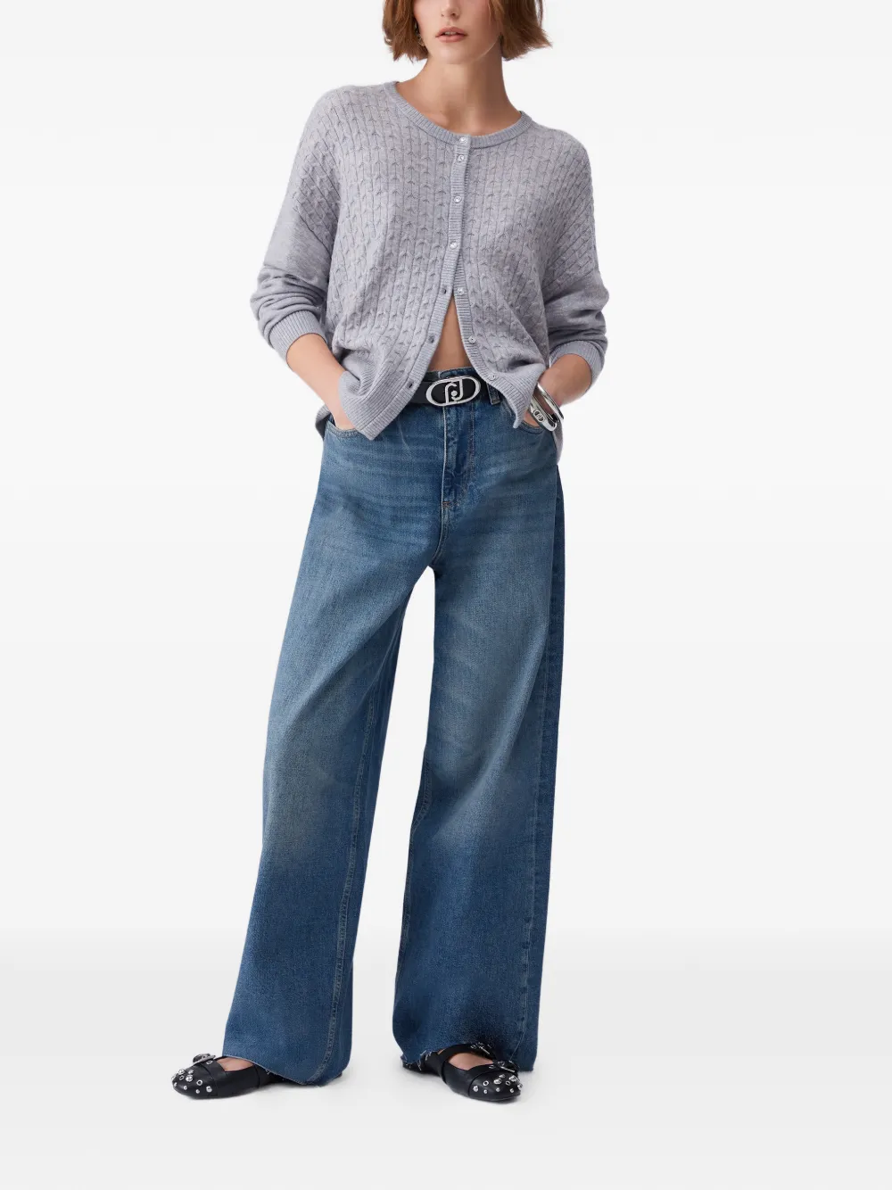 LIU JO Straight jeans met stras Blauw