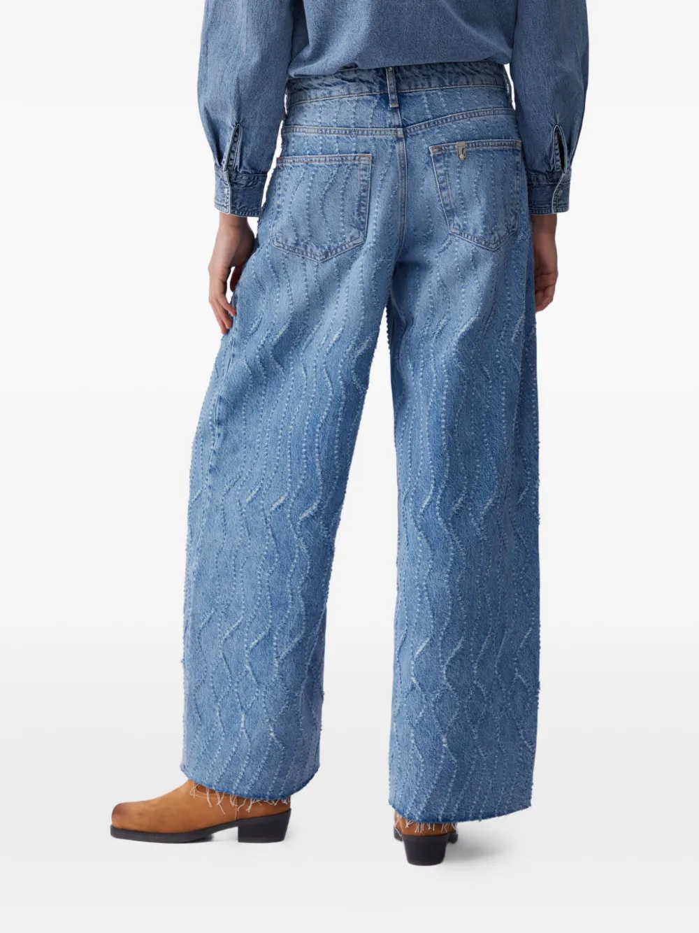 Laser-Etched Flared Jeans