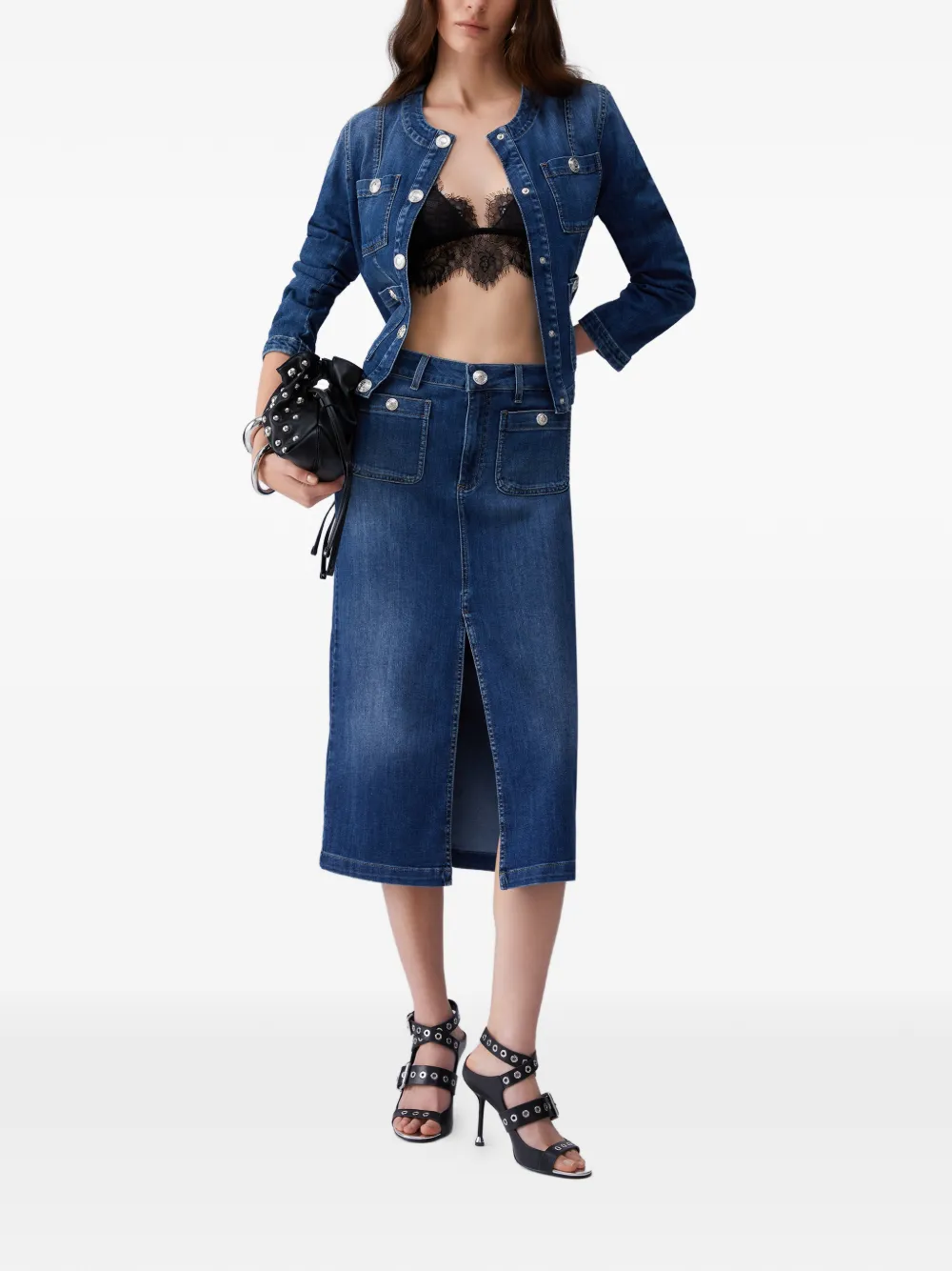  Liu Jo Logo-button Denim Jacket - Blue 