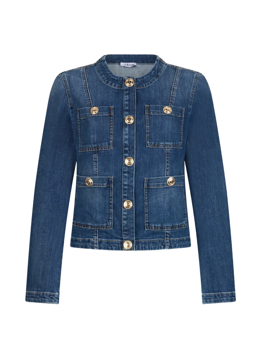 LIU JO logo-button denim jacket - Blu