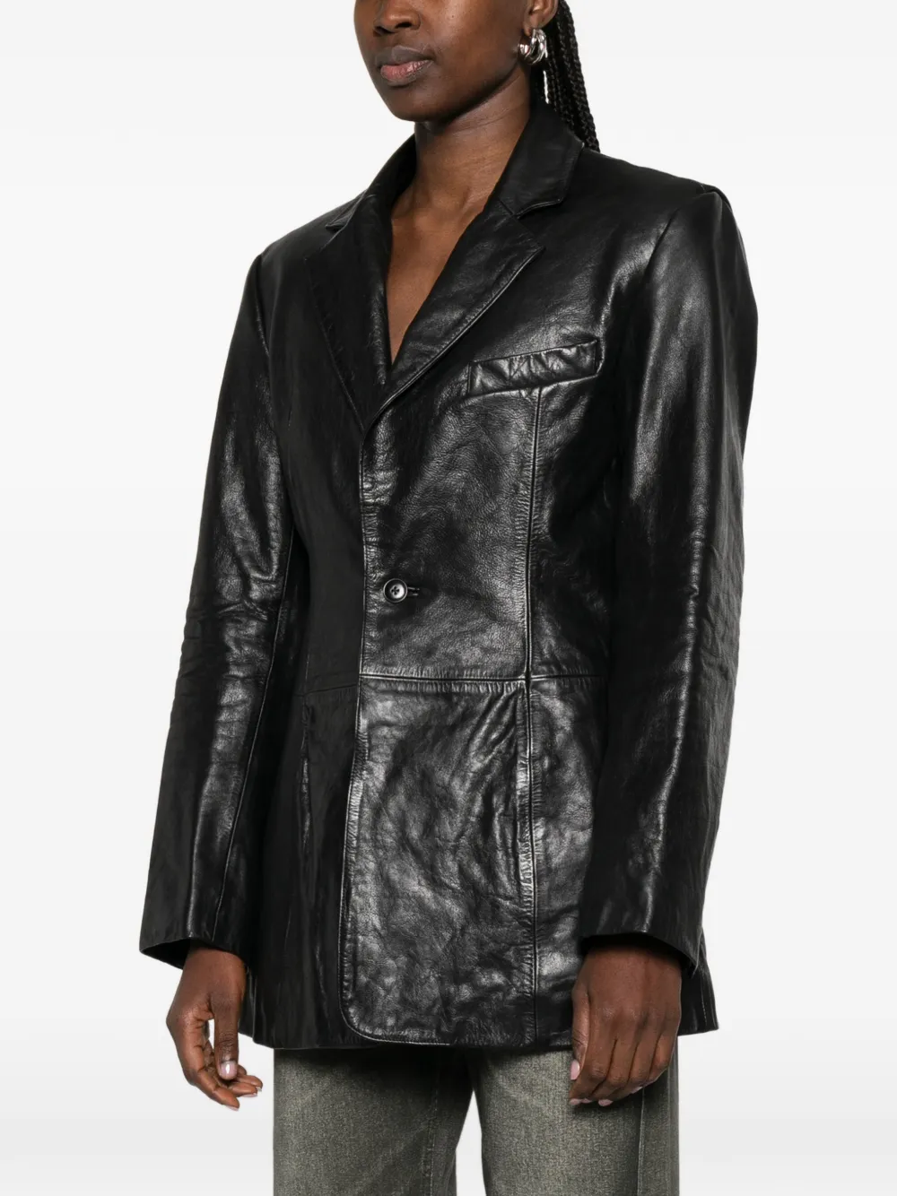  Alexander Wang Leather Single-breasted Blazer - Black 