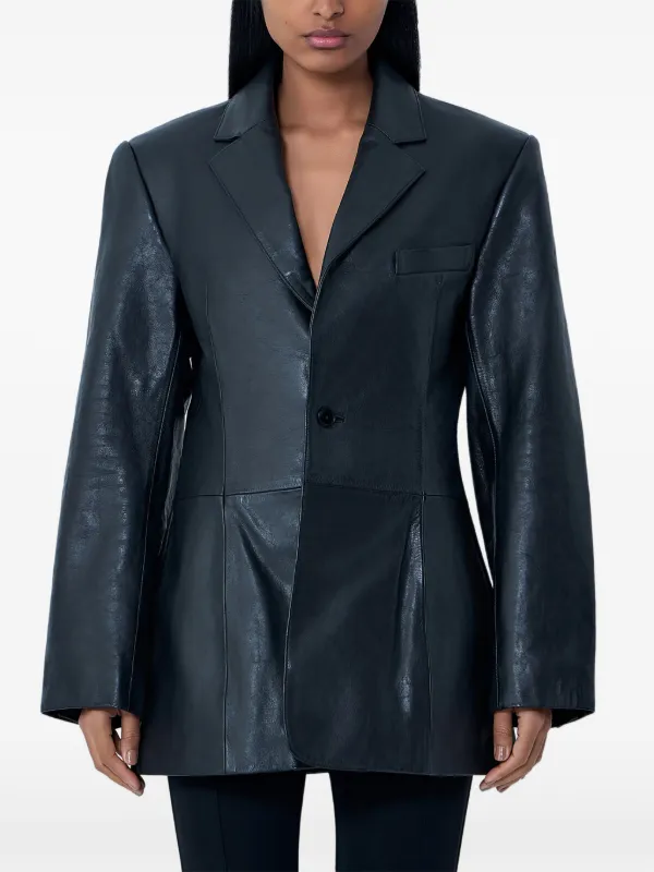Alexander Wang Leather Single-breasted Blazer in Black