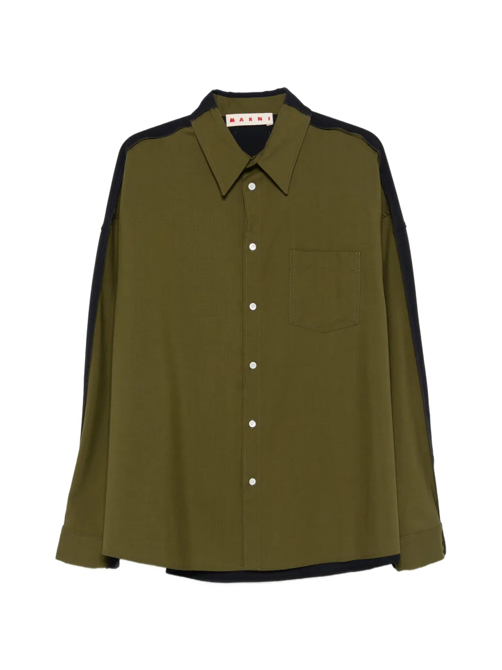 Marni pocket colour-block shirt - Verde