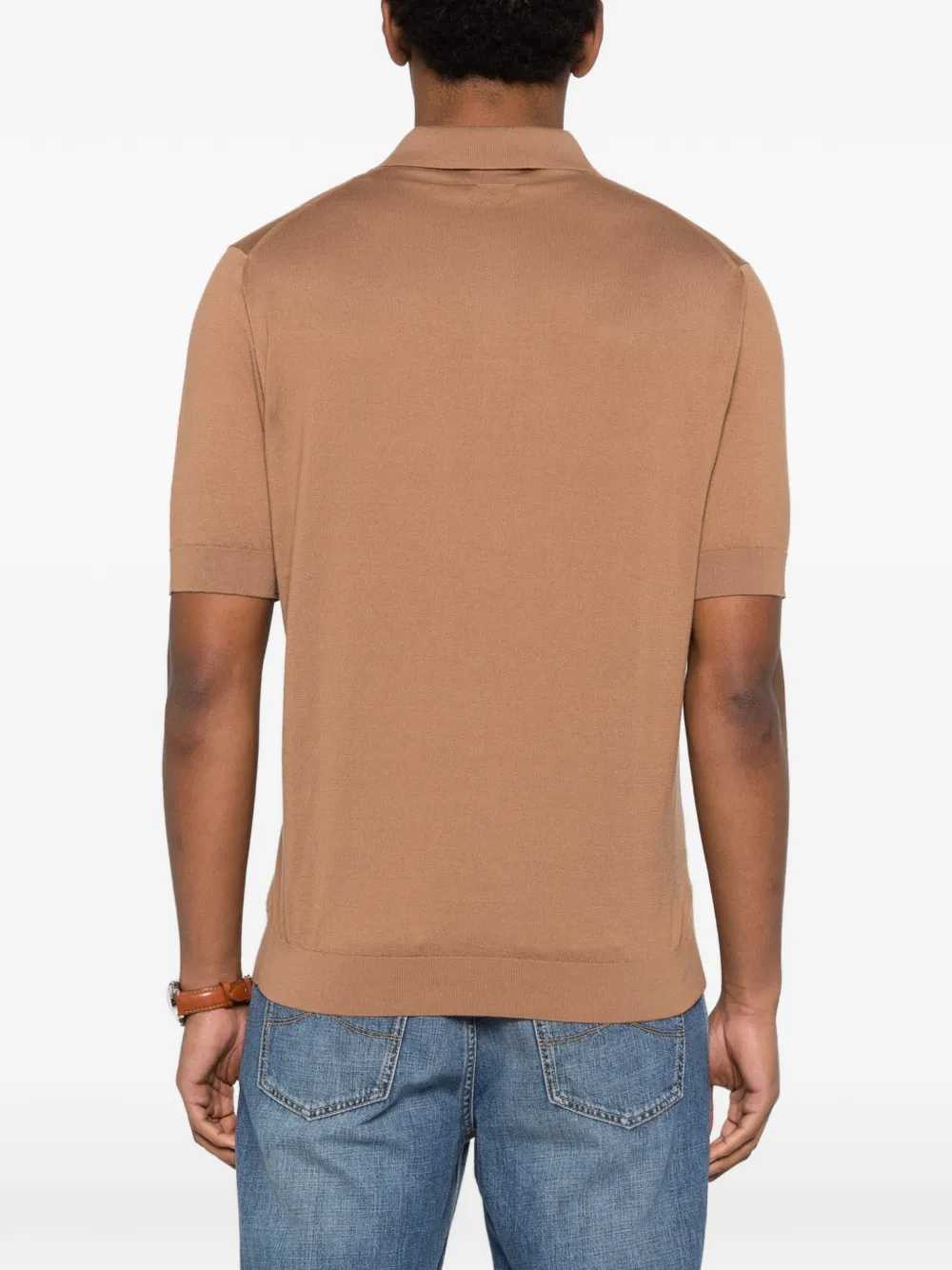 Lardini Poloshirt met korte mouwen en knoop Bruin