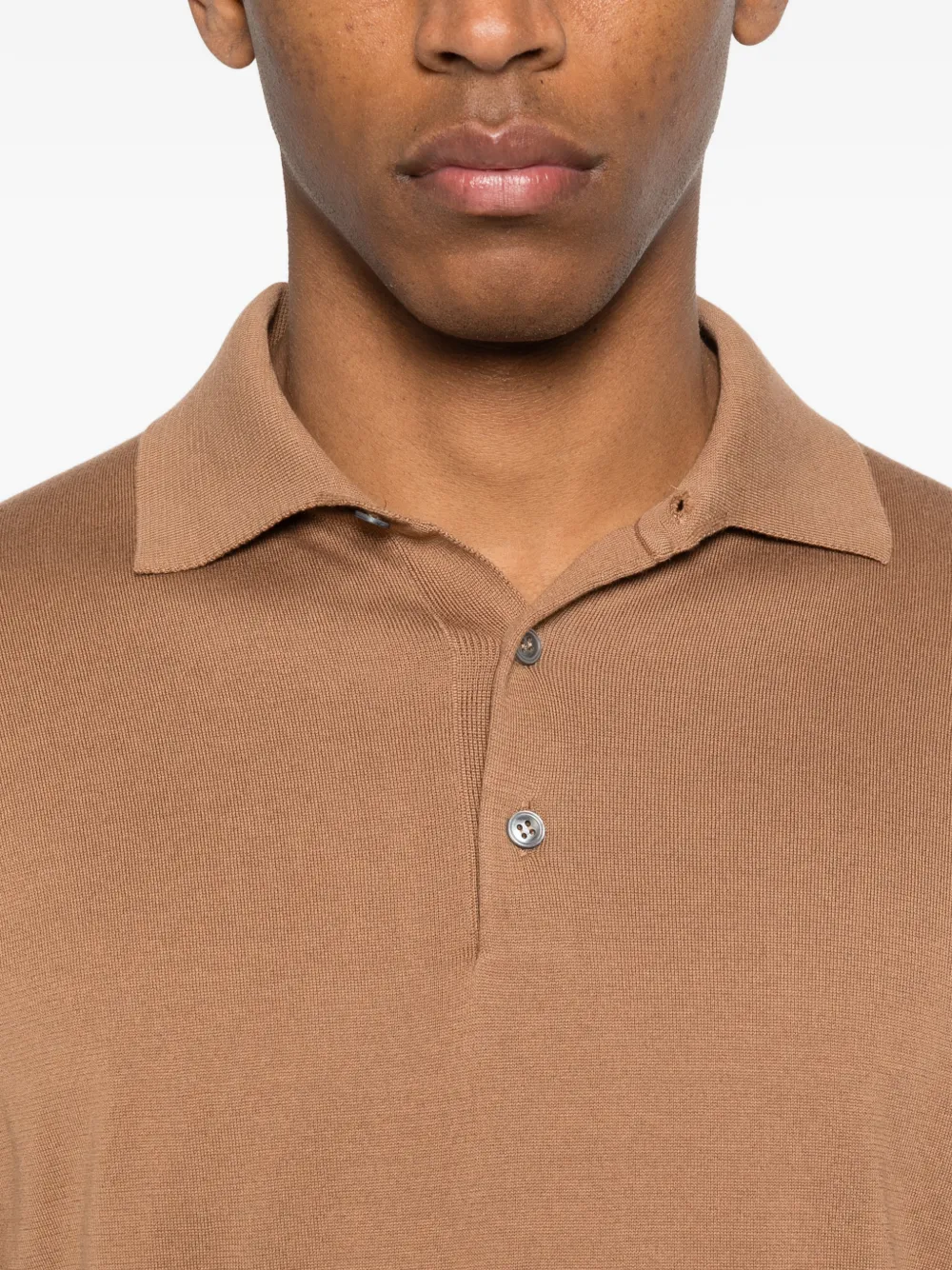 Lardini Poloshirt met korte mouwen en knoop Bruin