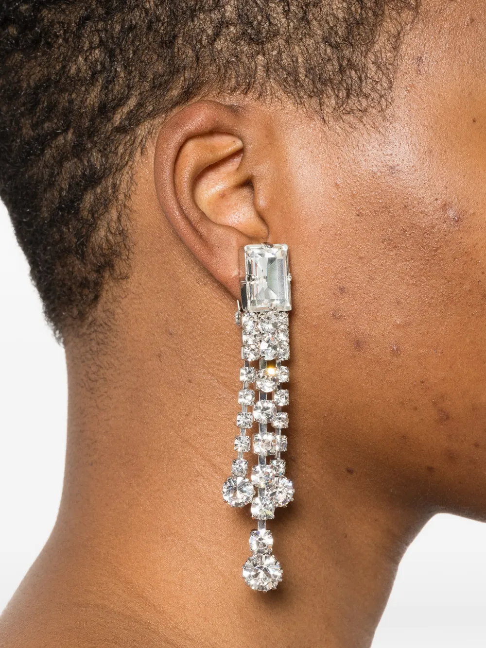  Alessandra Rich Crystal Embellished Earrings - Silver 
