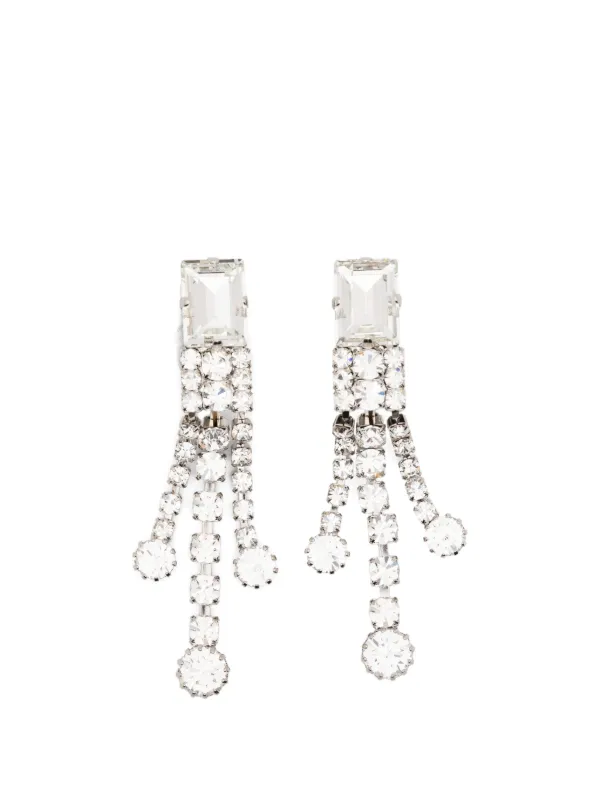 Alessandra Rich Crystal Embellished Earrings in Silver