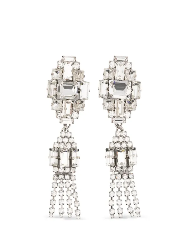 Alessandra Rich Tassel Bijoux Earrings in Silver