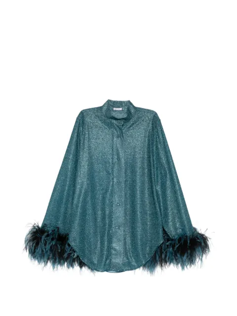 Oséree feather-trim shirt