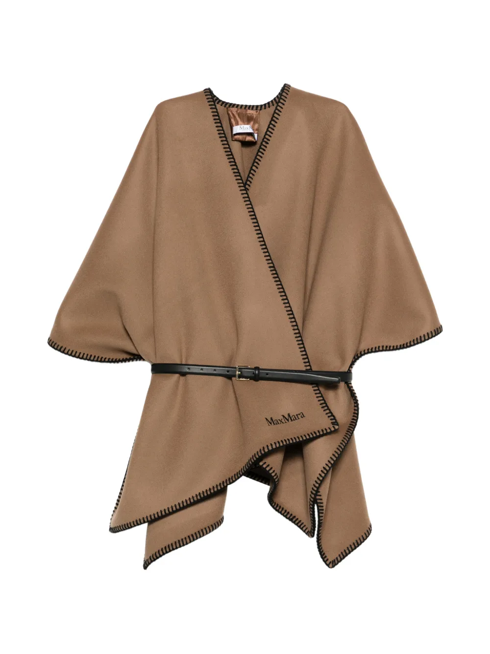 Max Mara Poncho con cintura - Marrone