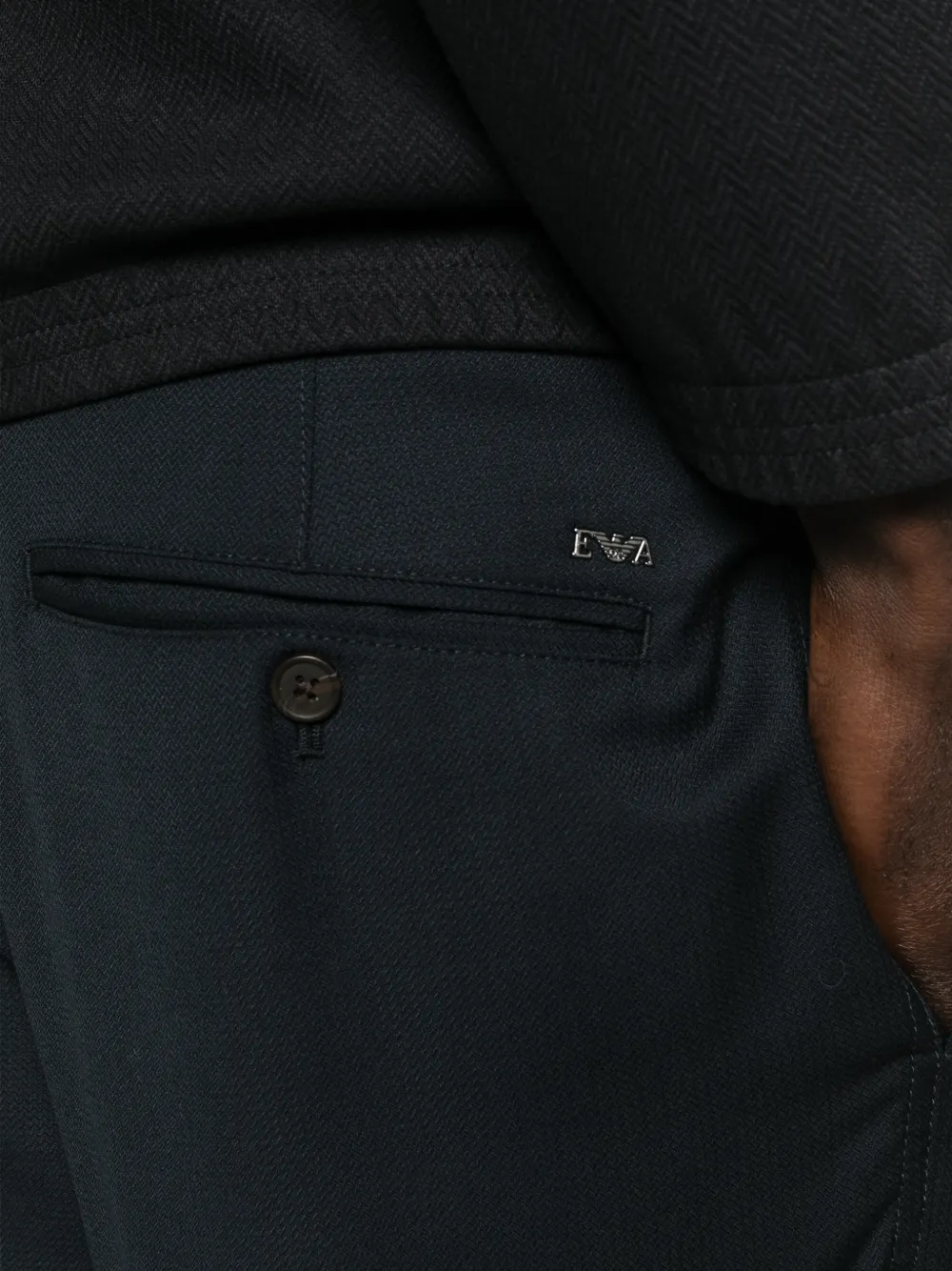 Emporio Armani Wollen broek met logodetail Zwart