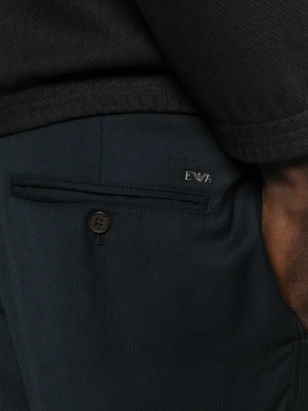 Emporio Armani Logo Detail Wool Trousers | Black | FARFETCH