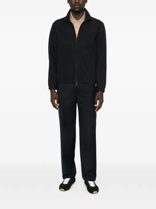 Emporio Armani Logo Detail Wool Trousers | Black | FARFETCH