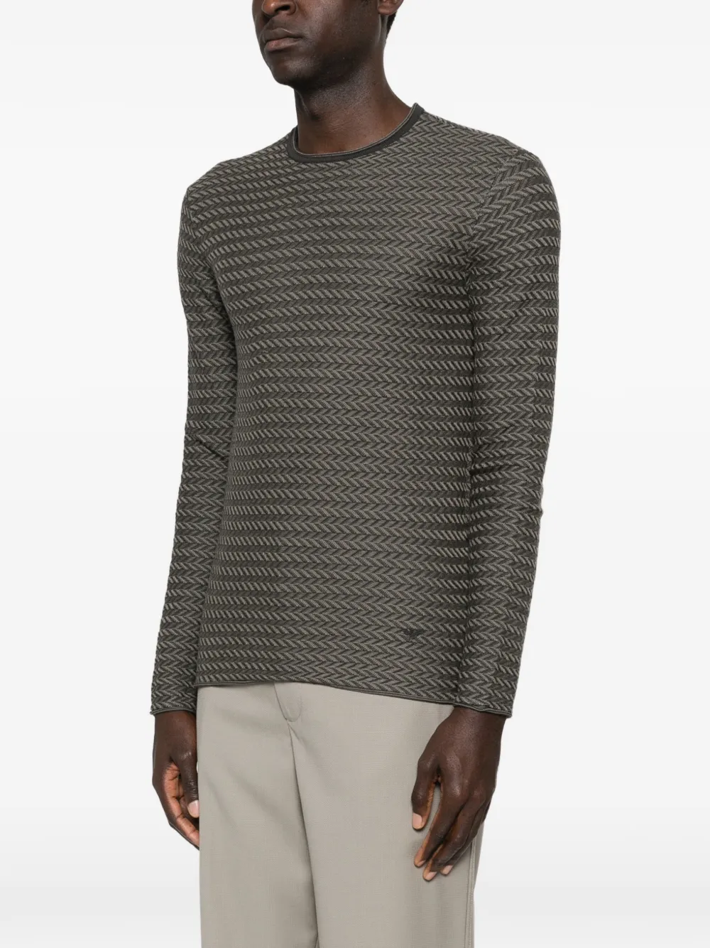 Emporio Armani Trui met patroon en ronde hals Groen