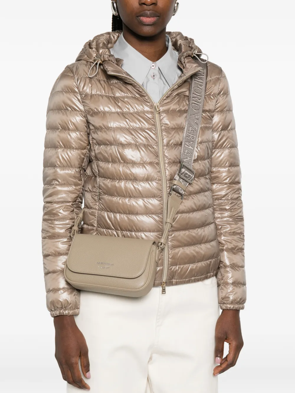 Emporio Armani Crossbodytas met logoprint Beige
