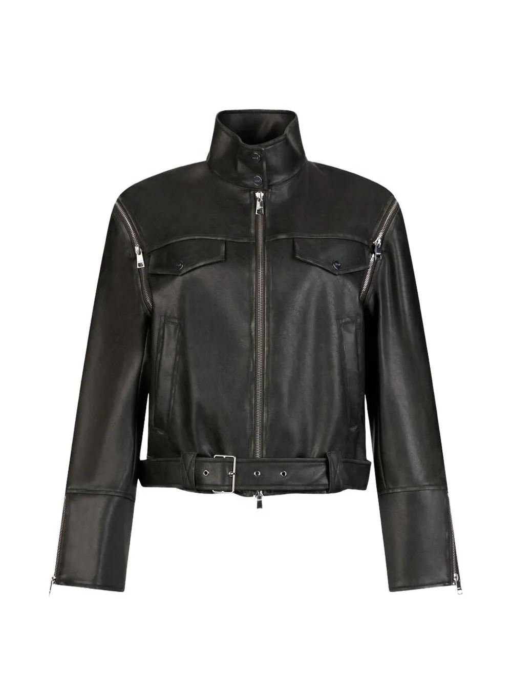 LIU JO detachable-sleeve belted jacket - Schwarz