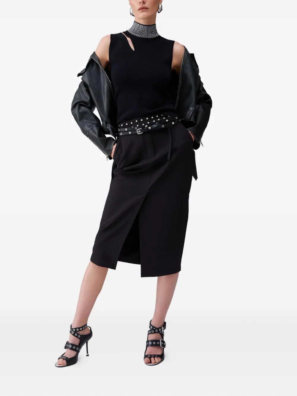 Studded Midi Skirt