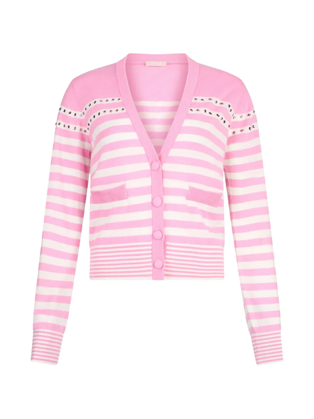 LIU JO striped jewel- appliqué cardigan - Rosa