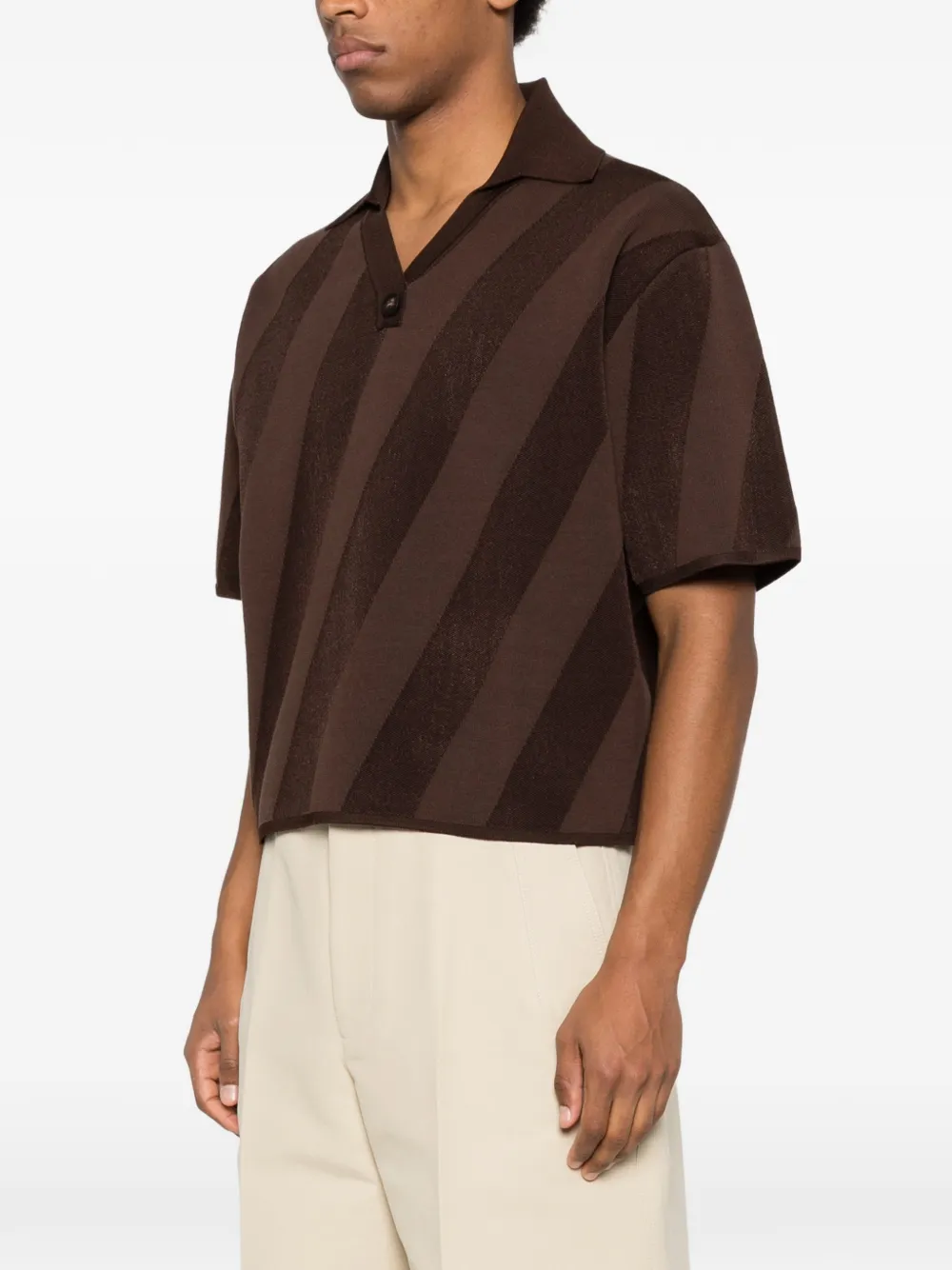 Jacquemus Gestreept poloshirt met V-hals Bruin