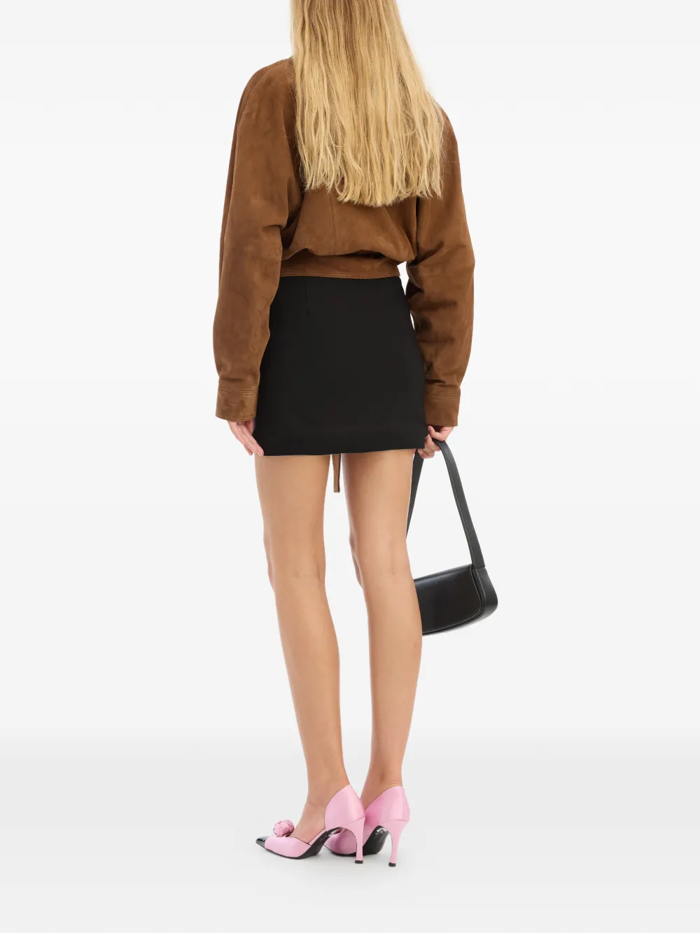 ROTATE BIRGER CHRISTENSEN Crêpe mini-rok met bloem Zwart