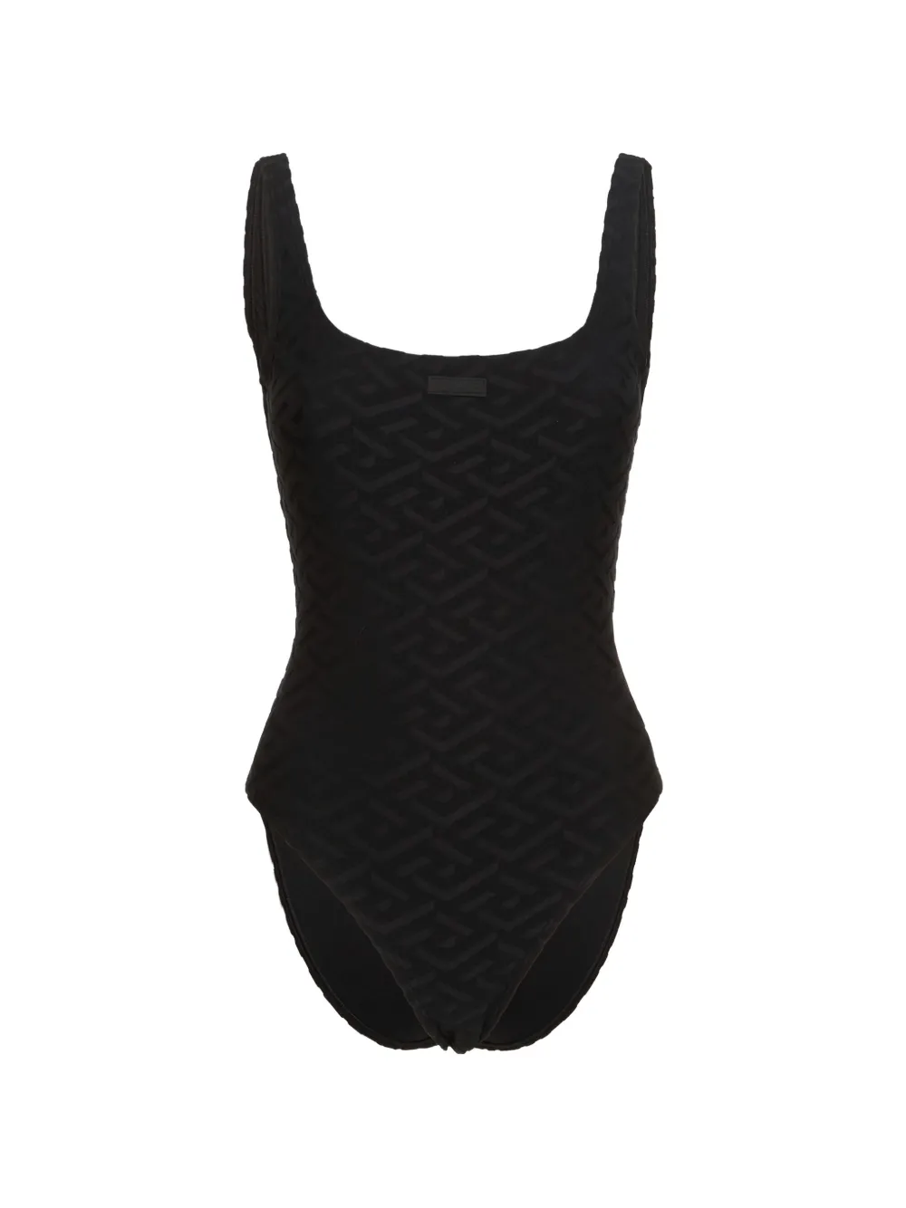 Versace square-neck logo-pattern swimsuit - Nero