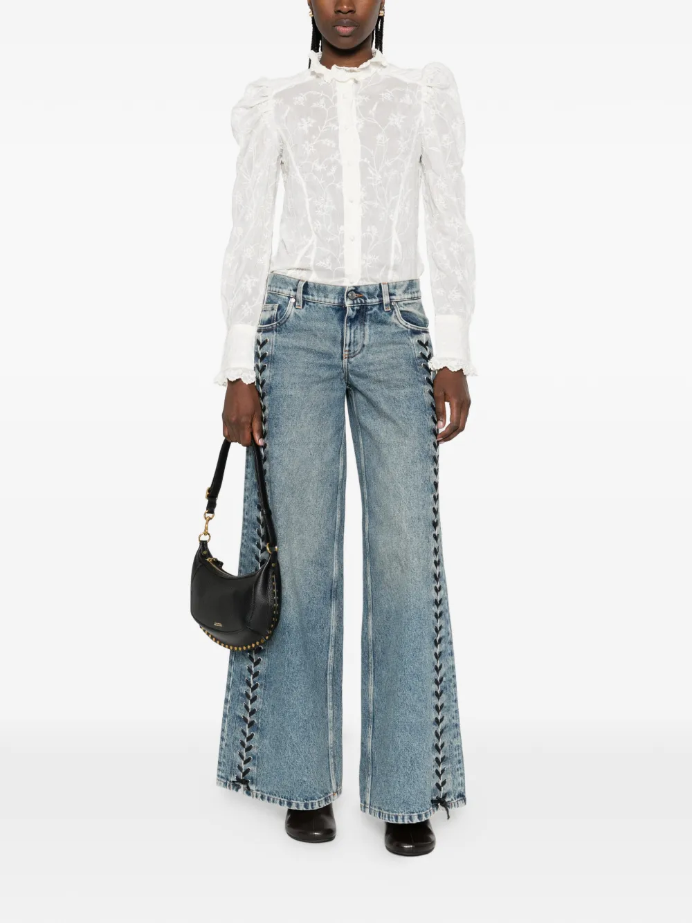 Stella McCartney Jeans met vijf zakken en riemlus Blauw