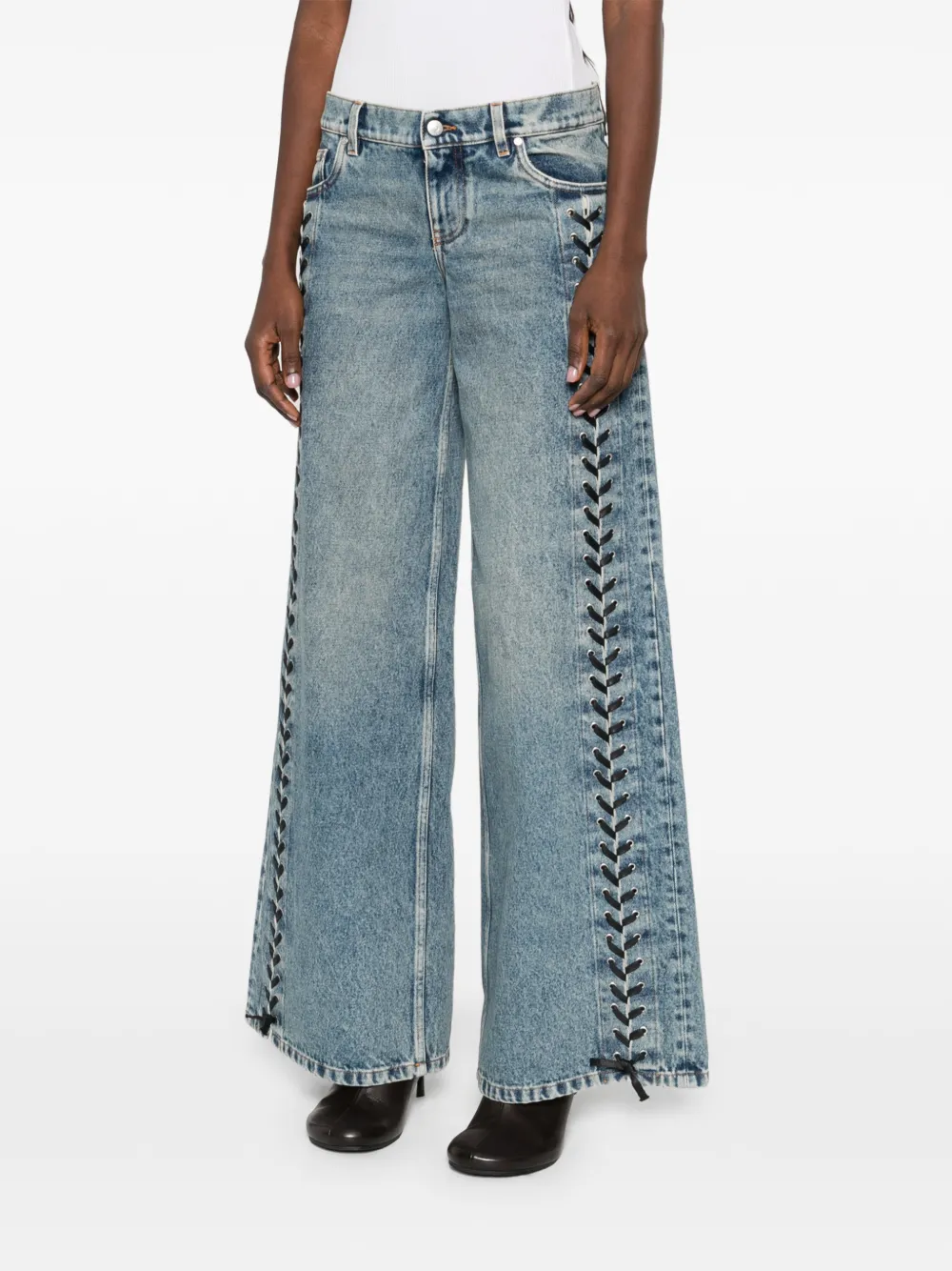 Stella McCartney Jeans met vijf zakken en riemlus Blauw