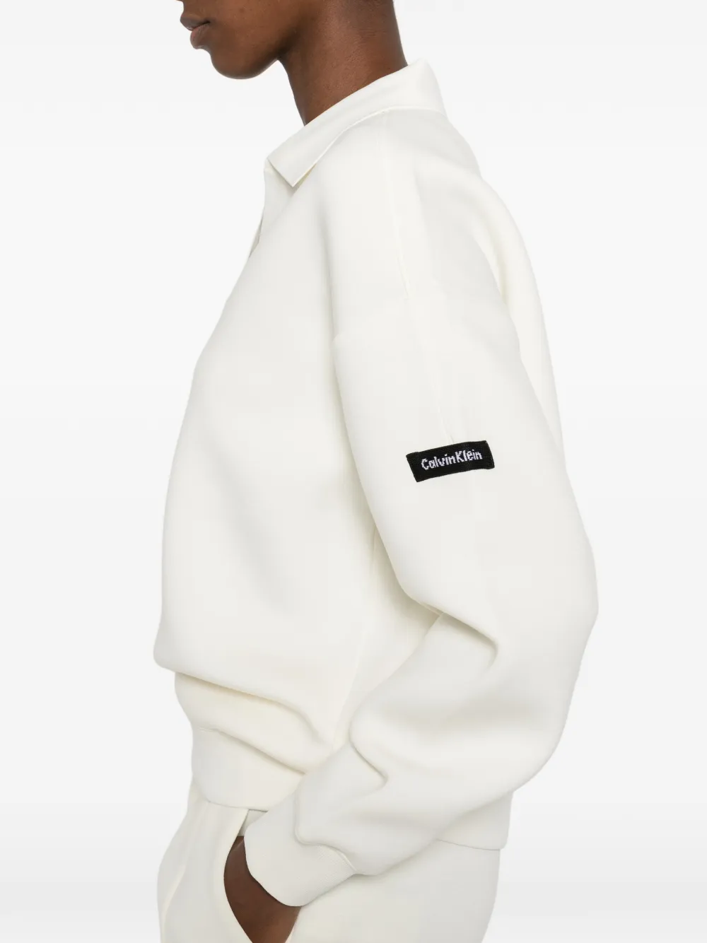 Calvin Klein Top met kraag en lange mouwen Beige