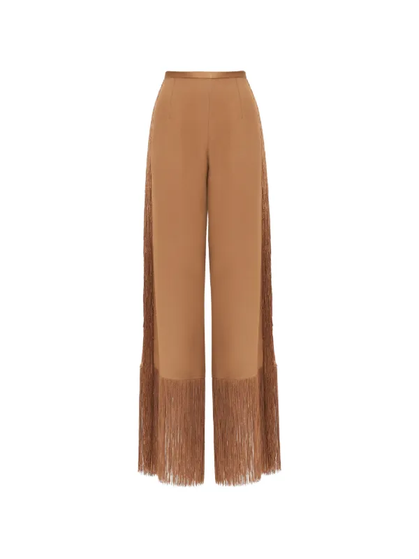 Taller Marmo Nevada Fringed-hem Trousers in Brown