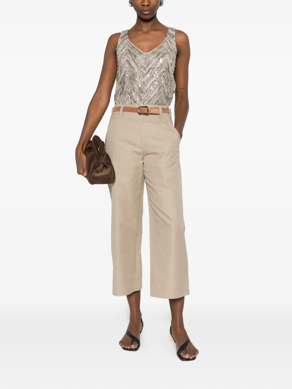  Brunello Cucinelli Sequin Chevron Top - Neutrals 
