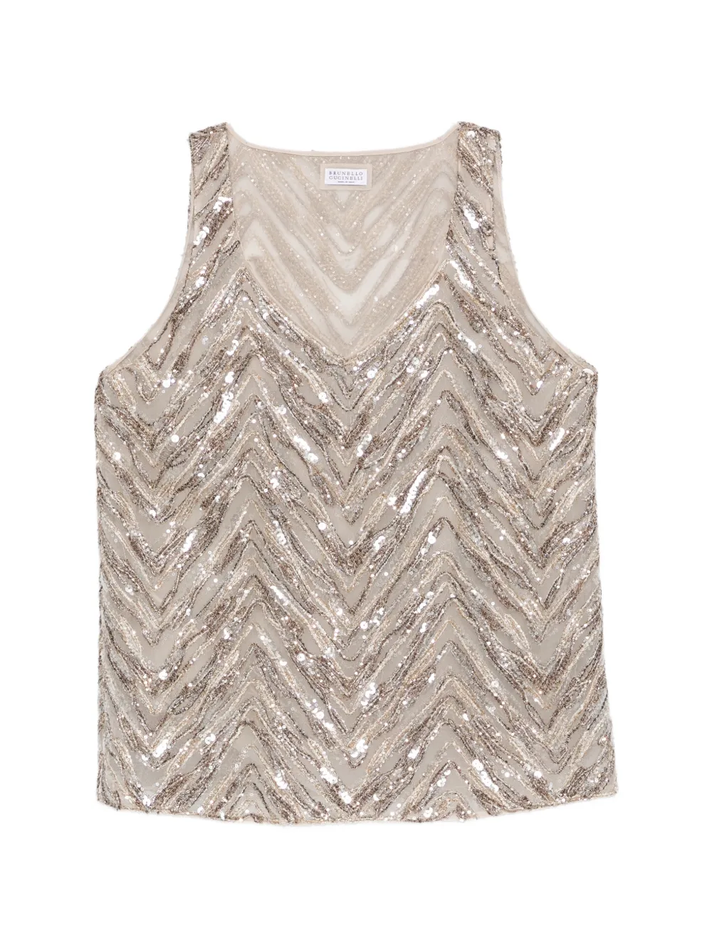 Brunello Cucinelli sequin chevron top - Toni neutri