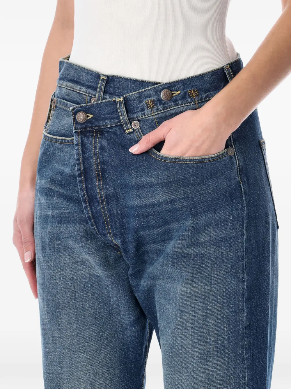  R13 Crossover Logo-patch Jeans - Blue 