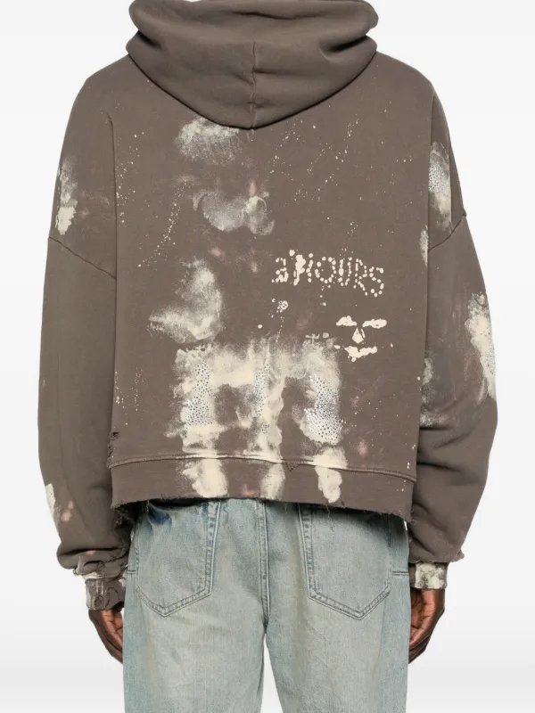 PALY HOLLYWOOD Distressed Zip Hooded Sweatshirt | Brown | FARFETCH