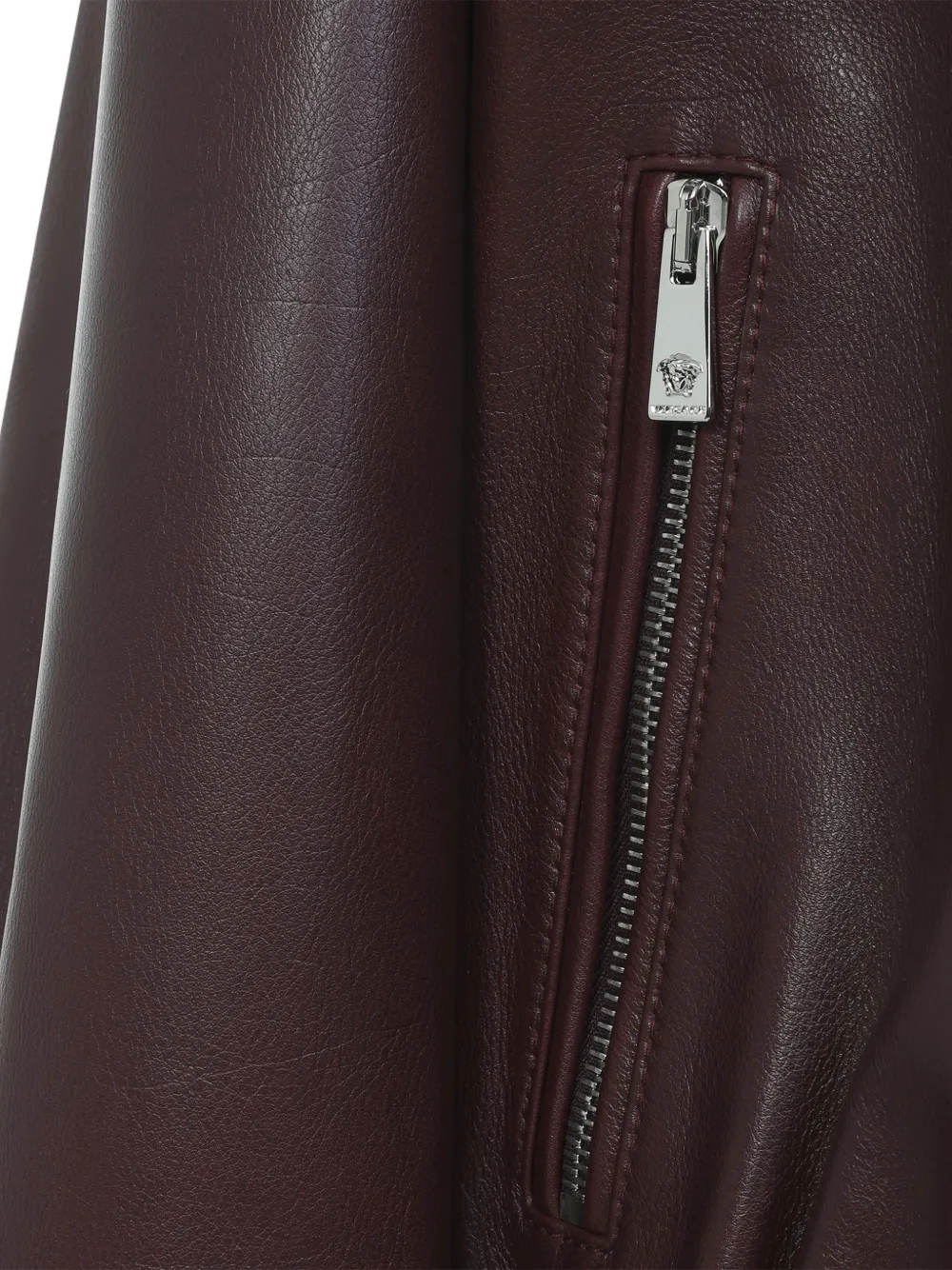  Versace Zipped Leather Jacket - Brown 