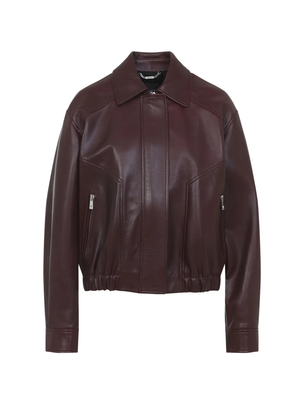 Versace zipped leather jacket - Marrone