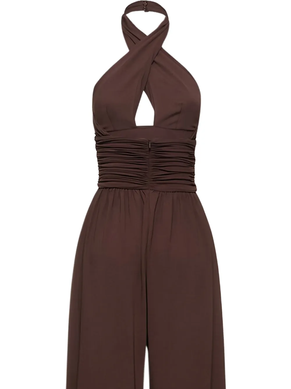  Michael Kors Halterneck Ruched Jumpsuit - Brown 