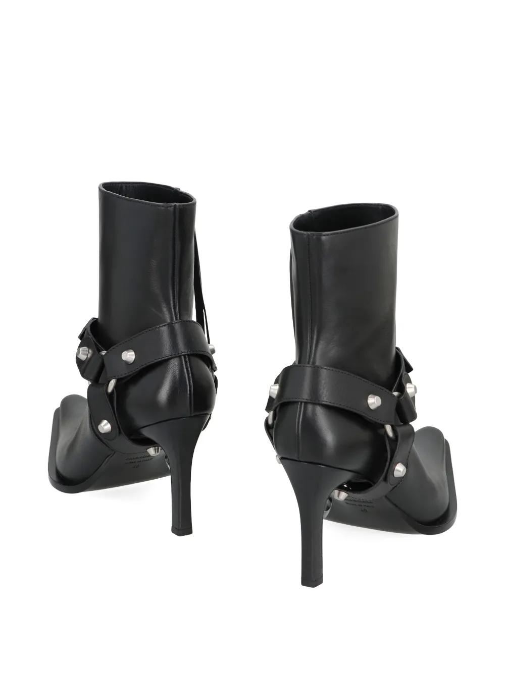 Balenciaga Studded-strap Pointed-toe Boots In Black