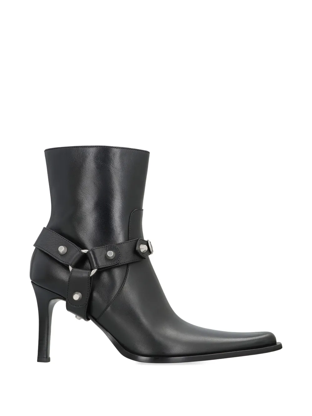 Balenciaga Studded-strap Pointed-toe Boots In Black