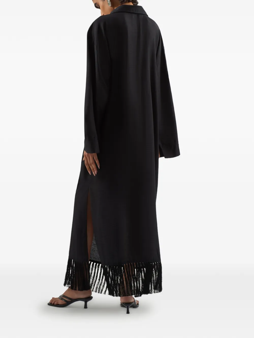 Taller Marmo Bordighera maxi-jurk met franje Zwart