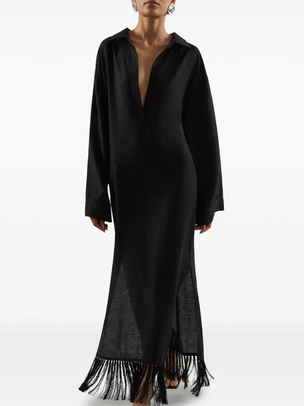 Taller Marmo Bordighera maxi-jurk met franje Zwart