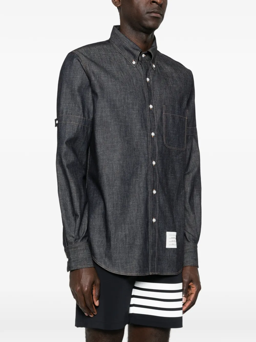  Thom Browne Logo-patch Shirt - Blue 