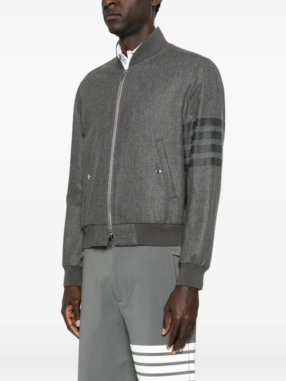 Stripe-Detail Bomber Jacket