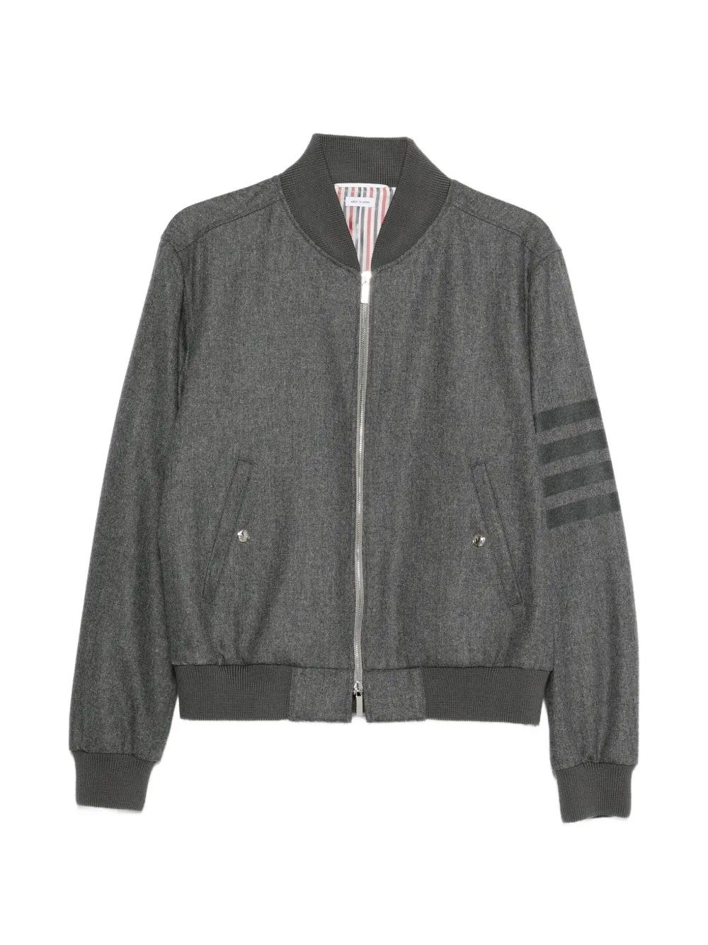 Thom Browne stripe-detail bomber jacket - Grey