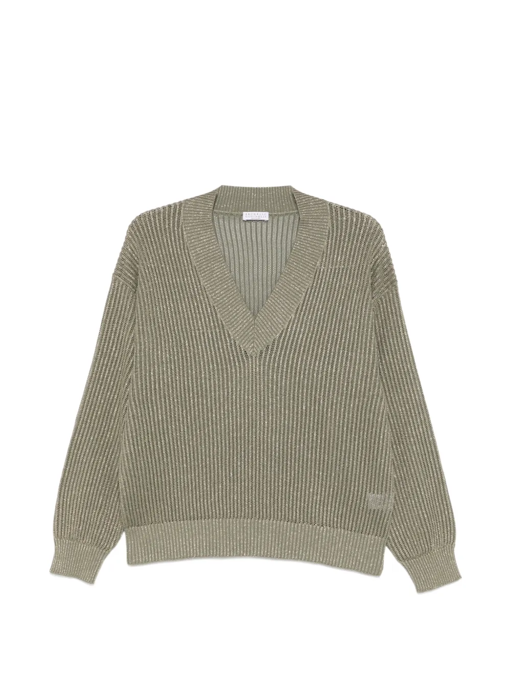 Brunello Cucinelli V-neck ribbed-knit sweater - Green