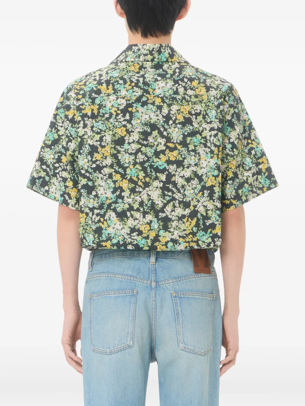 Valentino Garavani Katoenen popeline bowlingshirt met Papier Flower-print Zwart